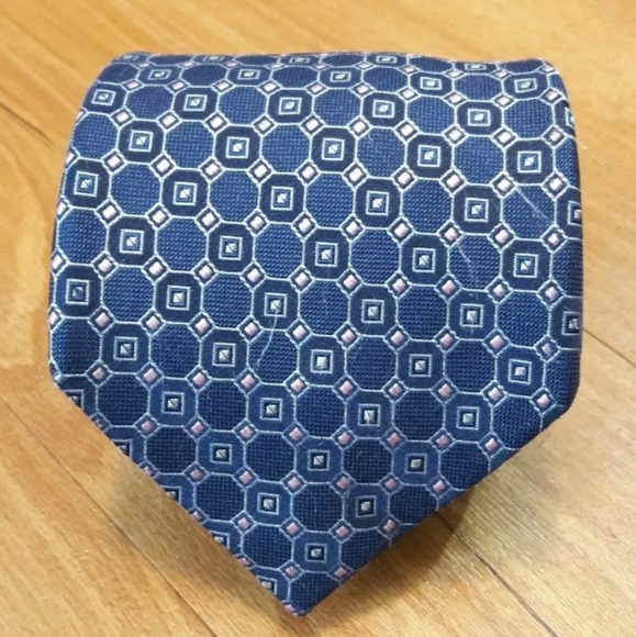 Tommy Hilfiger Mens Tie Blue Multicolor Geo Print - Picture 4 of 8